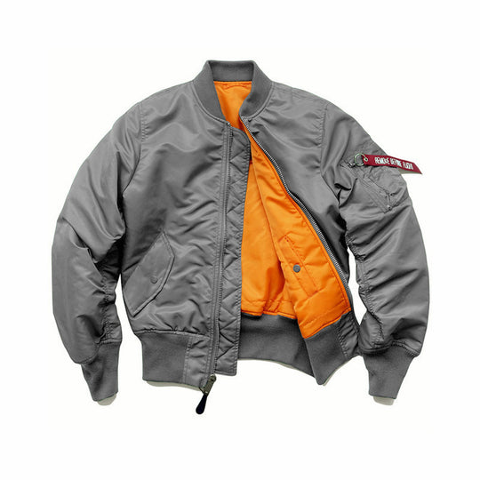 Herren Flight-Bomberjacke mit kontrastreichem Innenfutter, Utility-Ärmeltasche und gerippten Bündchen Shop Nory