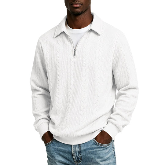 Herren Troyer-Strickpullover mit halbem Reißverschluss und Zopfmuster Shop Nory