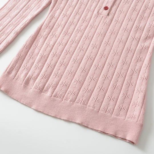 Damen Feinstrick-Longsleeve mit Knopfleiste und Strukturstrick Shop Nory