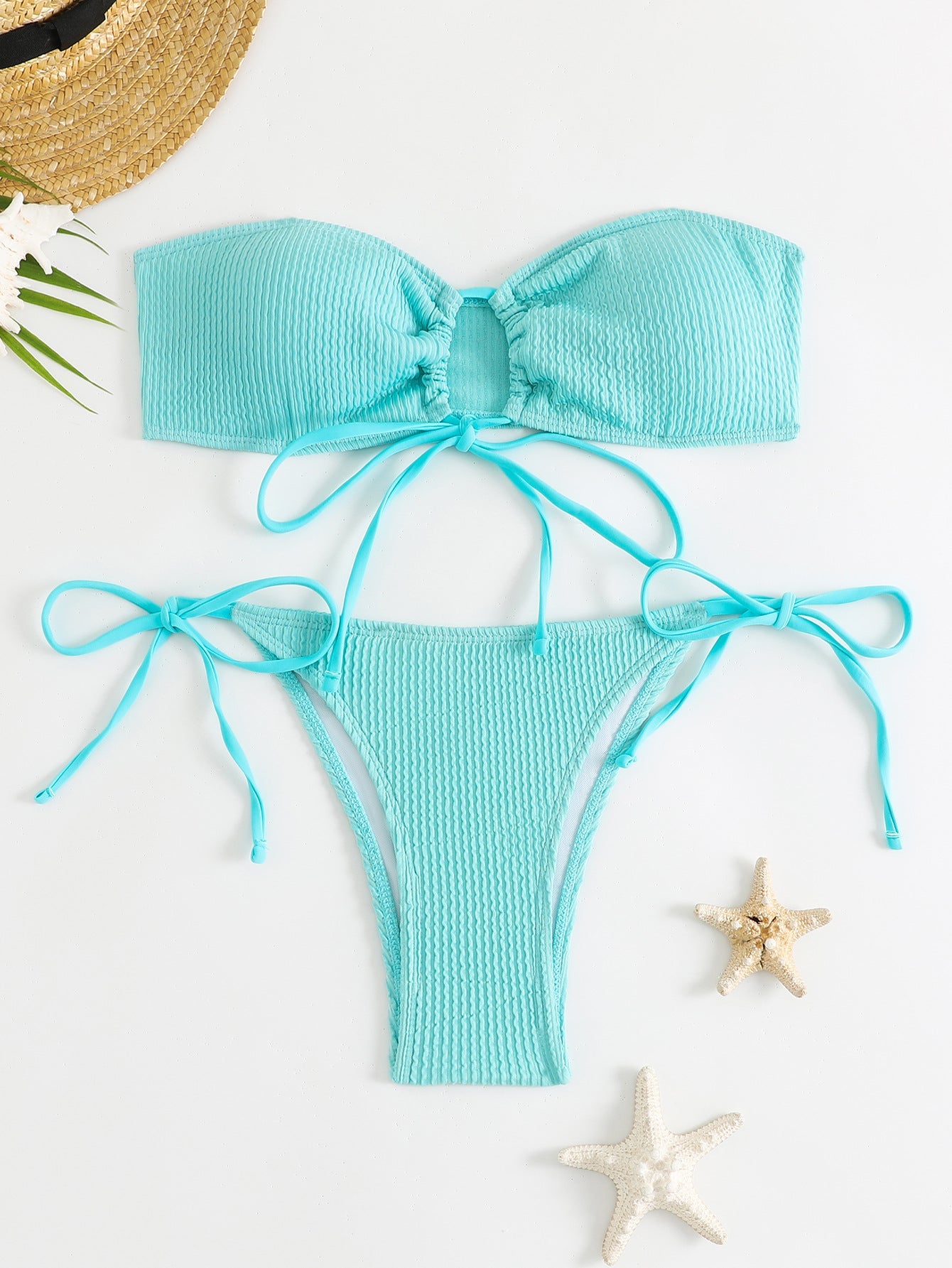 Damen Bandeau-Bikini-Set mit Klettverschluss und verstellbaren BindShopnoryändern