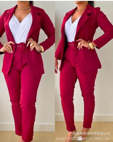 Damen Tailoring-Set mit Animal-Print-Revers, tailliertem Gürtelblazer und High‑Waist-Slimhose Shop Nory