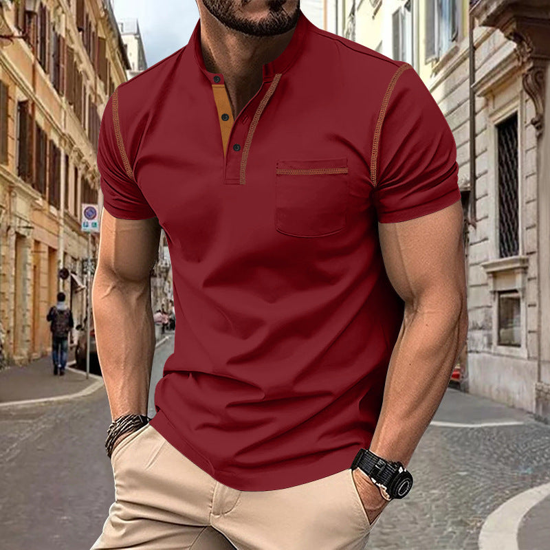 Herren shirt mit modernem Henley-Kragen und praktischen Brusttasche ShopNory