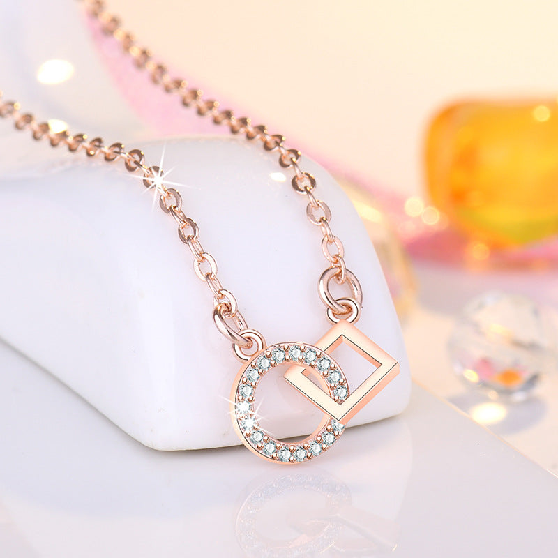 Damen zarte Halskette mit geometrischem Design und funkelnden Zirkonia Shop Nory