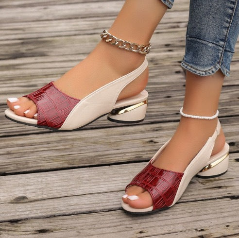 Damen Slingback-Pumps mit mittelhohem Blockabsatz und transparentem Gitter-Mesh Shop Nory