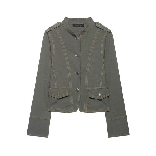 Damen Kurzjacke im Military-Stil mit Stehkragen und Schulterklappen Shop Nory
