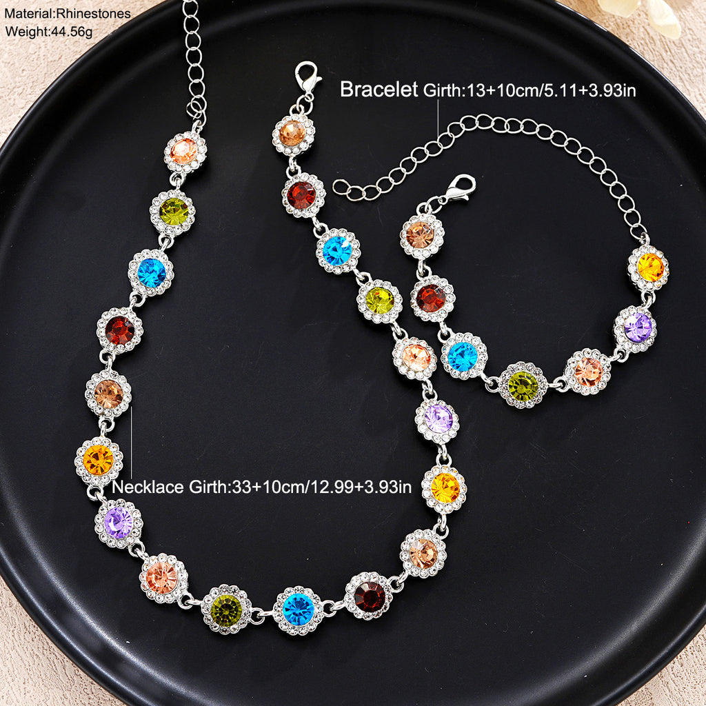 Damen Halsketten-Set mit bunten Kristallanhängern Shop Nory