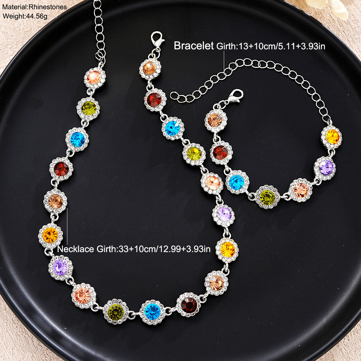 Damen Halsketten-Set mit bunten Kristallanhängern Shop Nory