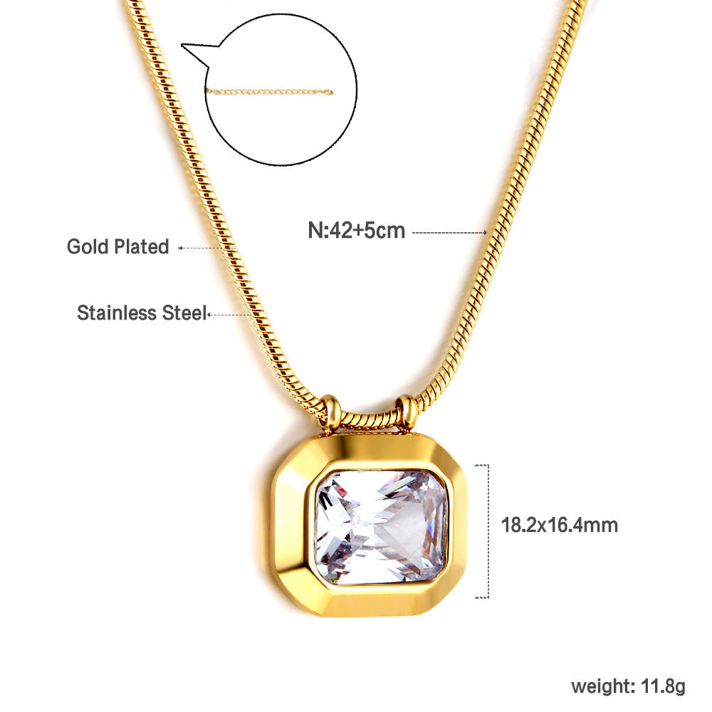 Damen Halskette mit funkelndem Anhänger aus Edelstahl und goldplattiertem Design Shop Nory