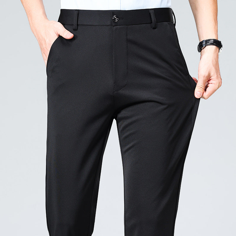 Herren Elegante gerade geschnittene Stretch-Businesshose mit Bügelfalte Shop Nory