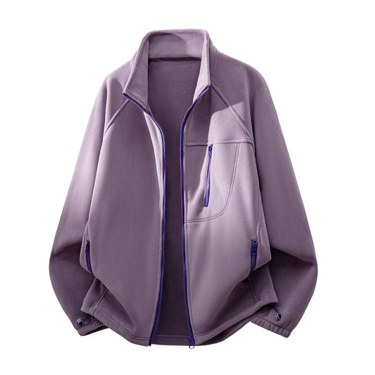 Unisex Leichte Fleecejacke mit Stehkragen, Raglanärmeln und multiplen Reißverschlusstaschen Shop Nory