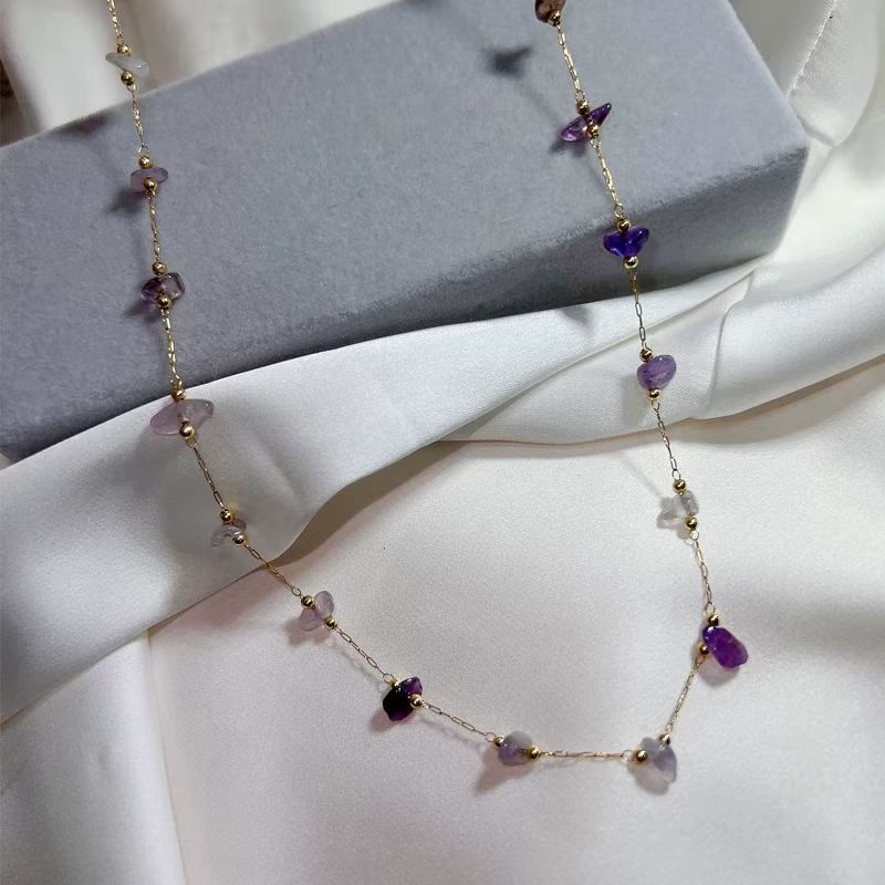 Damen Zarte Amethyst Perlen Halskette Shop Nory