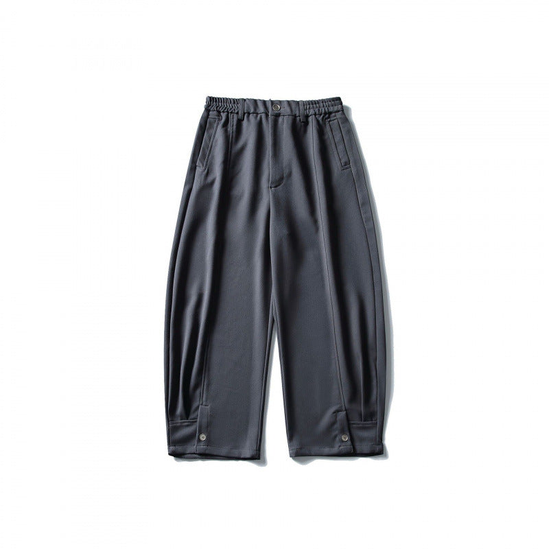 Herren weite knöchellange Bundfalten-Hose mit elastischem Bund und verstellbarem Saum Shop Nory