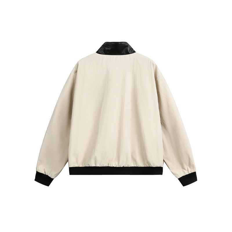Unisex Kurz geschnittene Boxy-Bomberjacke mit Kontrastkragen und großen Pattentaschen Shop Nory