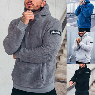 Herren nan sportiver Teddyfleece-Hoodie mit schmaler Passform und Kängurutasche Shop Nory