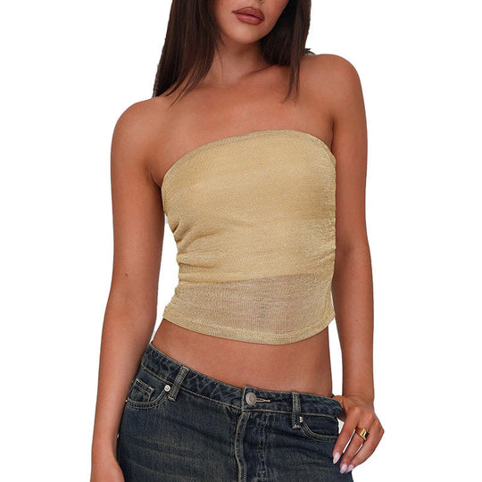 Damen Bandeau-Top aus hochwertigem, elastischem Material mit feiner Struktur