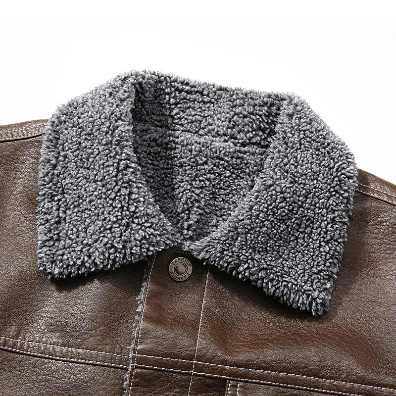 Herren Edle Kunstlederjacke mit weichem Teddyfutter Shop Nory