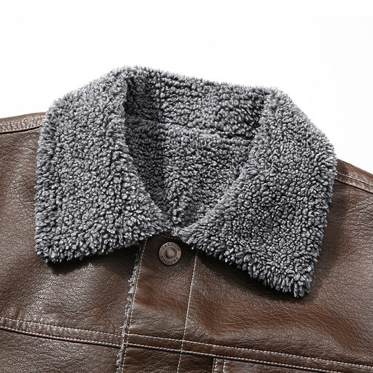 Herren Edle Kunstlederjacke mit weichem Teddyfutter Shop Nory