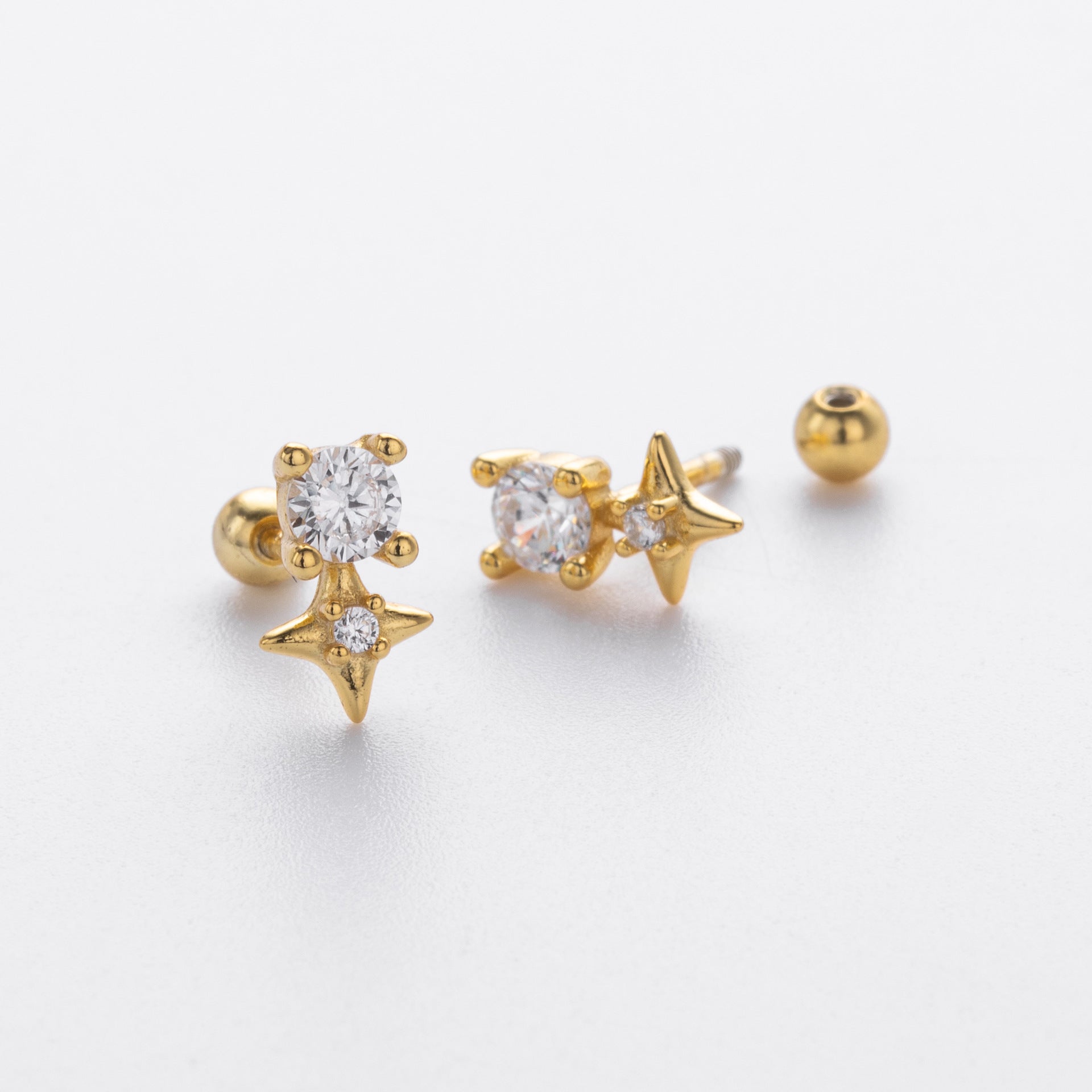 Damen Ohrstecker im funkelnden Sternendesign aus 925 Sterling Silber Shop Nory