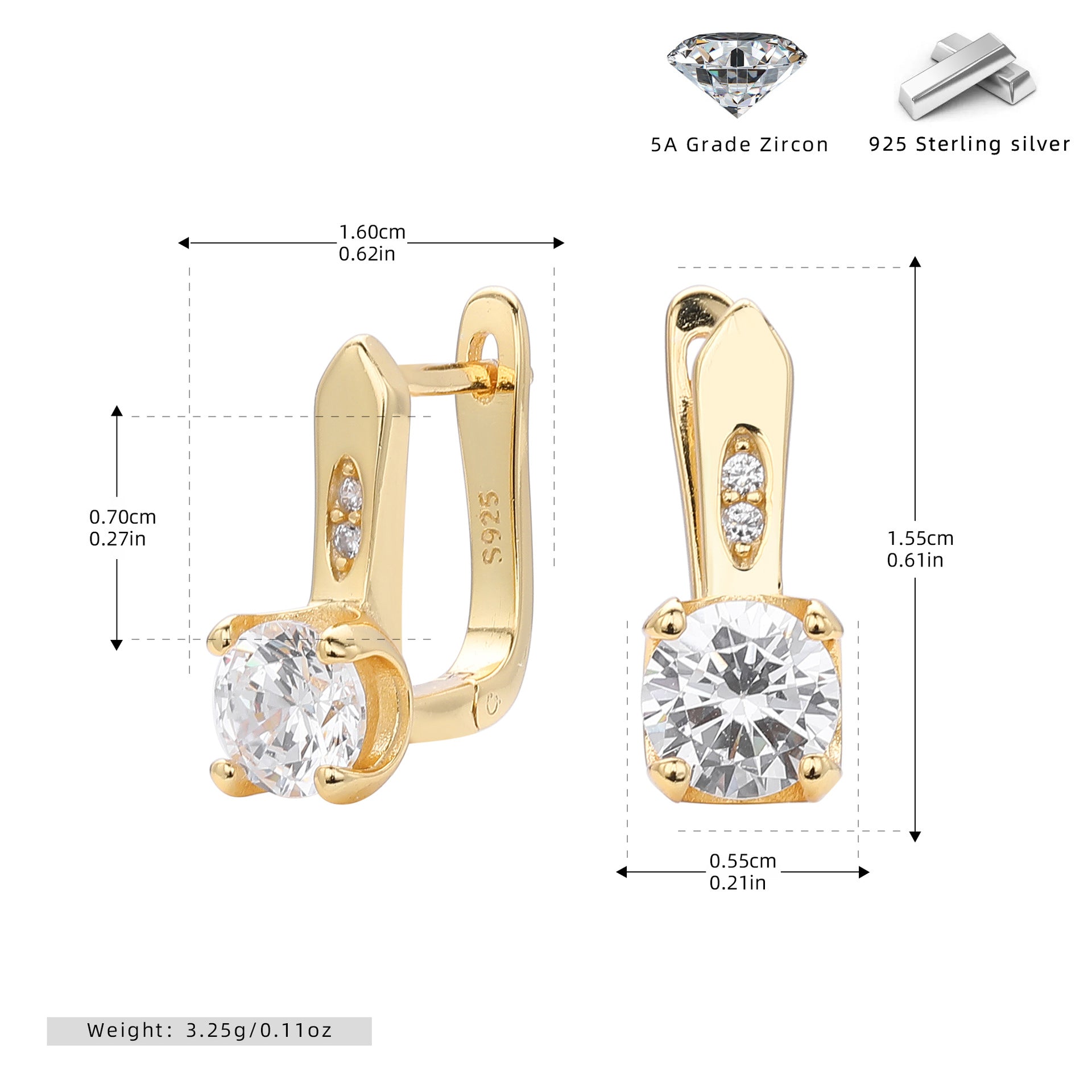 Damen Ohrhänger mit funkelnden Zirkonsteinen und hochwertigem 925 Sterlingsilber Shop Nory