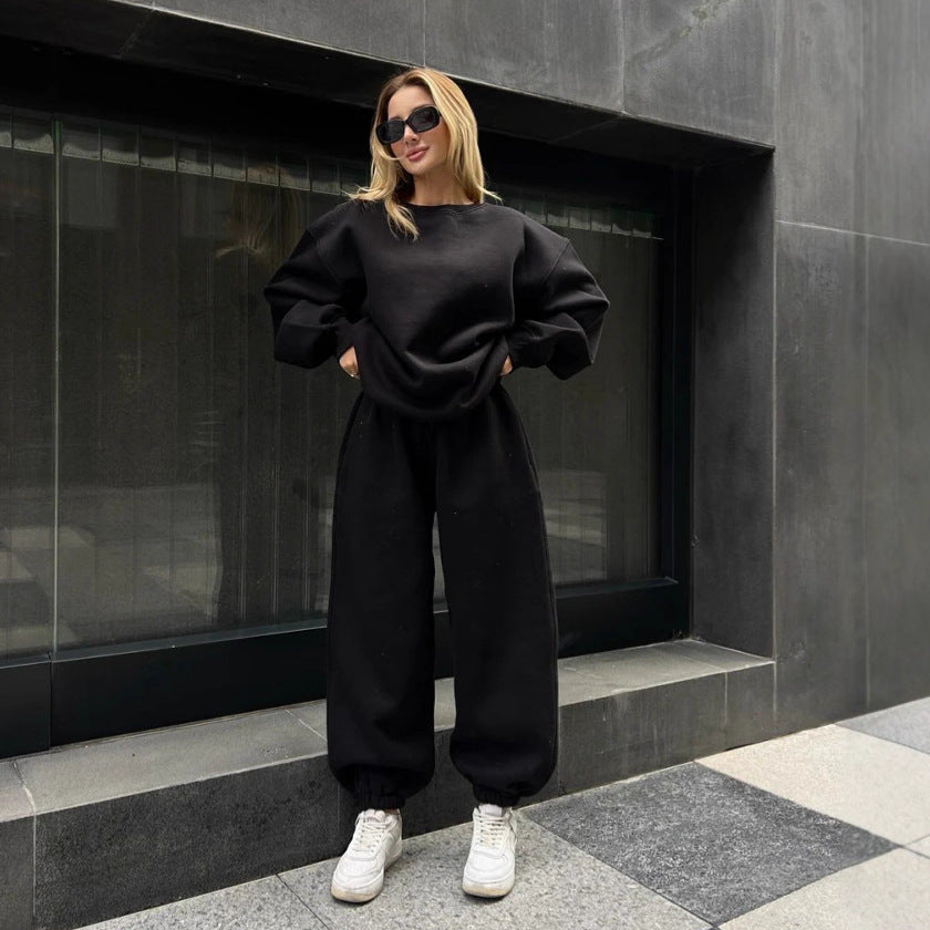 Damen Sportlicher Oversized Kapuzenpullover und Freizeithose Set Shop Nory