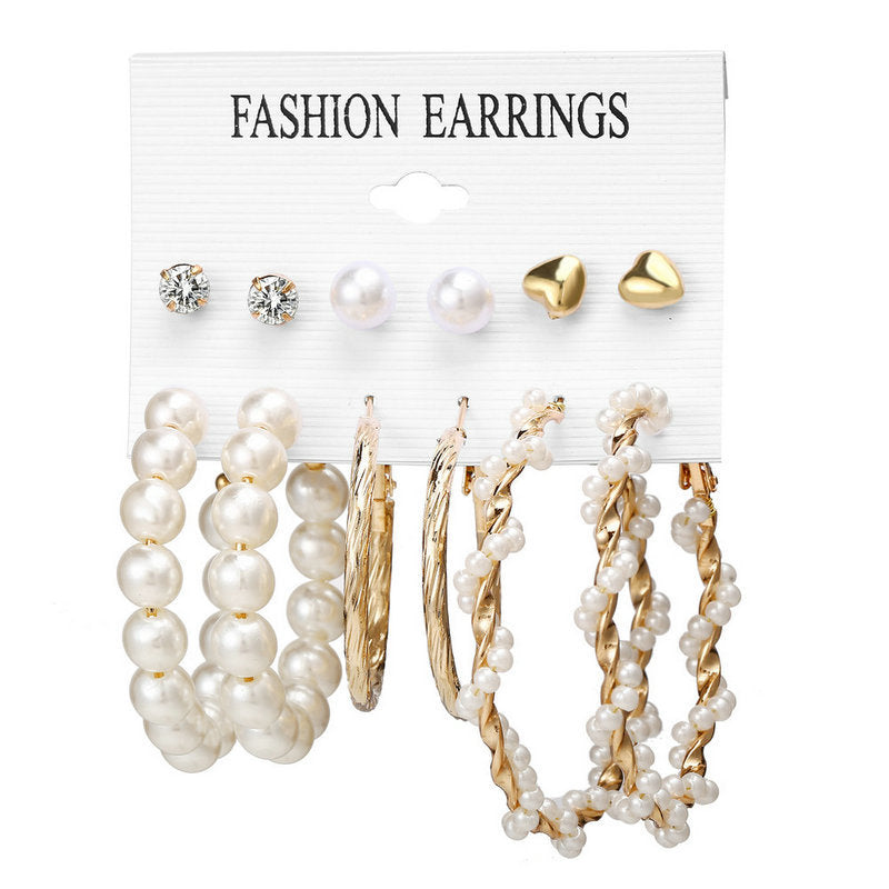 Damen Ohrschmuck Set mit eleganten Perlen- und Herzmotiven Shop Nory