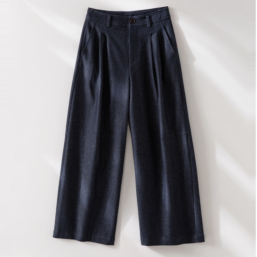 Damen Hochtaillierte weite Culotte-Stoffhose mit Bundfalten Shop Nory