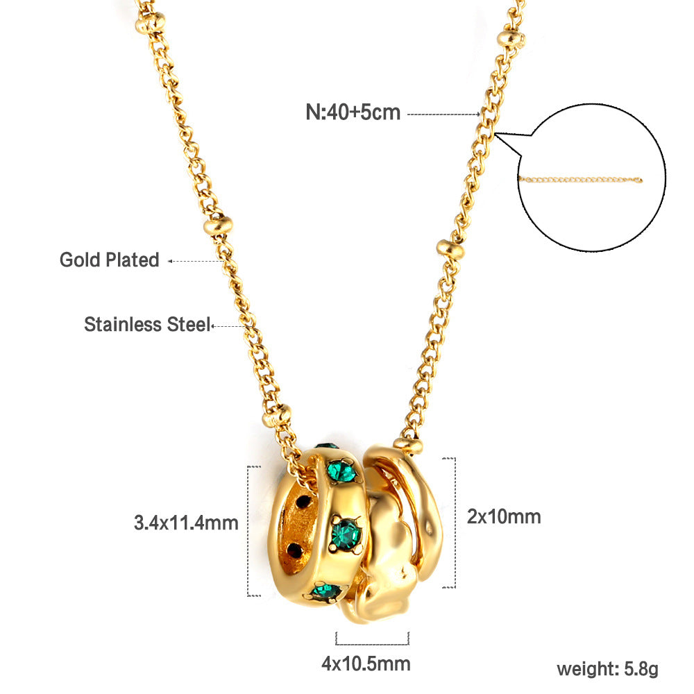 Damen elegante Halskette mit funkelndem Anhänger aus Edelstahl und goldplattierter Kette Shop Nory