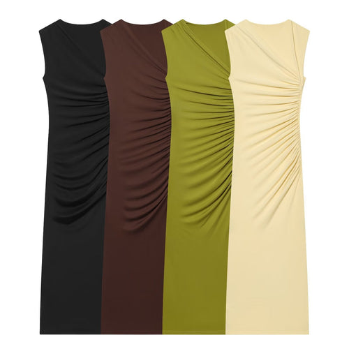 Damen ärmelloses Maxikleid mit raffinierten Rüschendetails und elegantem Schnitt