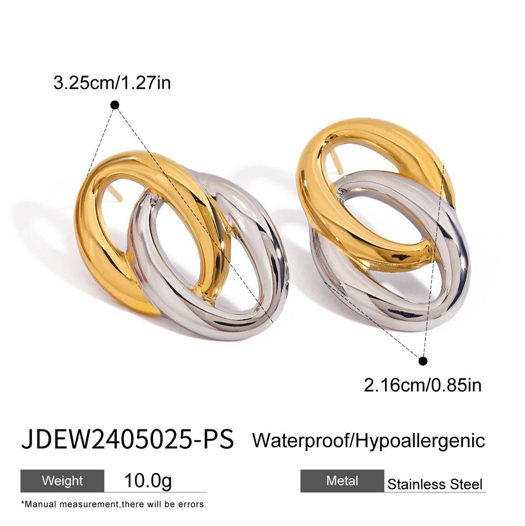 Damen Edelstahl Ohrringe mit modernem Doppelring-Design Shop Nory