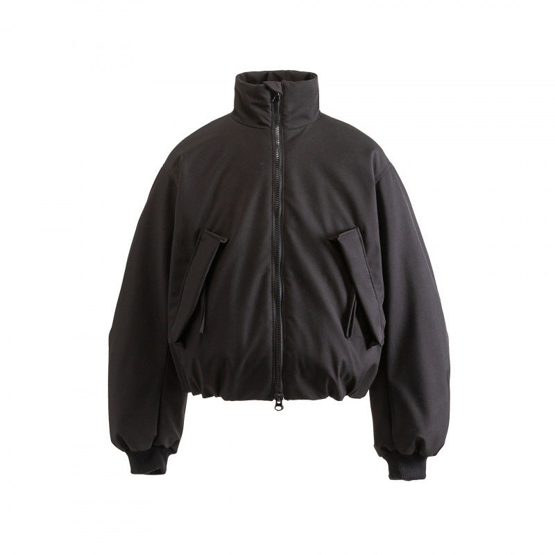 Unisex Boxy wattierte Bomberjacke mit hohem Stehkragen und aufgesetzten Pattentaschen Shop Nory