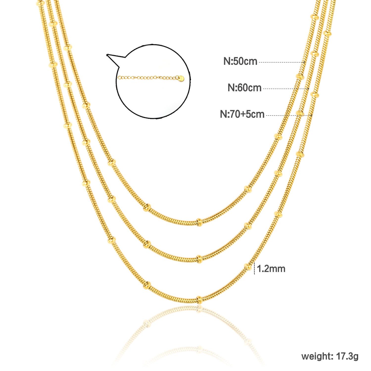 Damen Mehrlagige Edelstahl Halskette mit verstellbarem Verschluss Shop Nory
