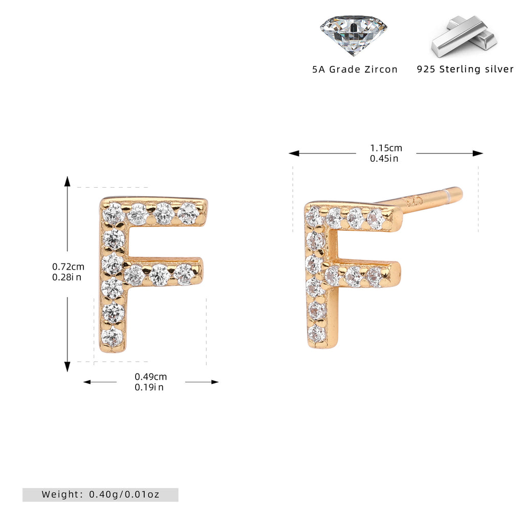 Damen Ohrstecker aus 925 Sterling Silber mit luxuriösem Zirkonbuchstaben R Shop Nory