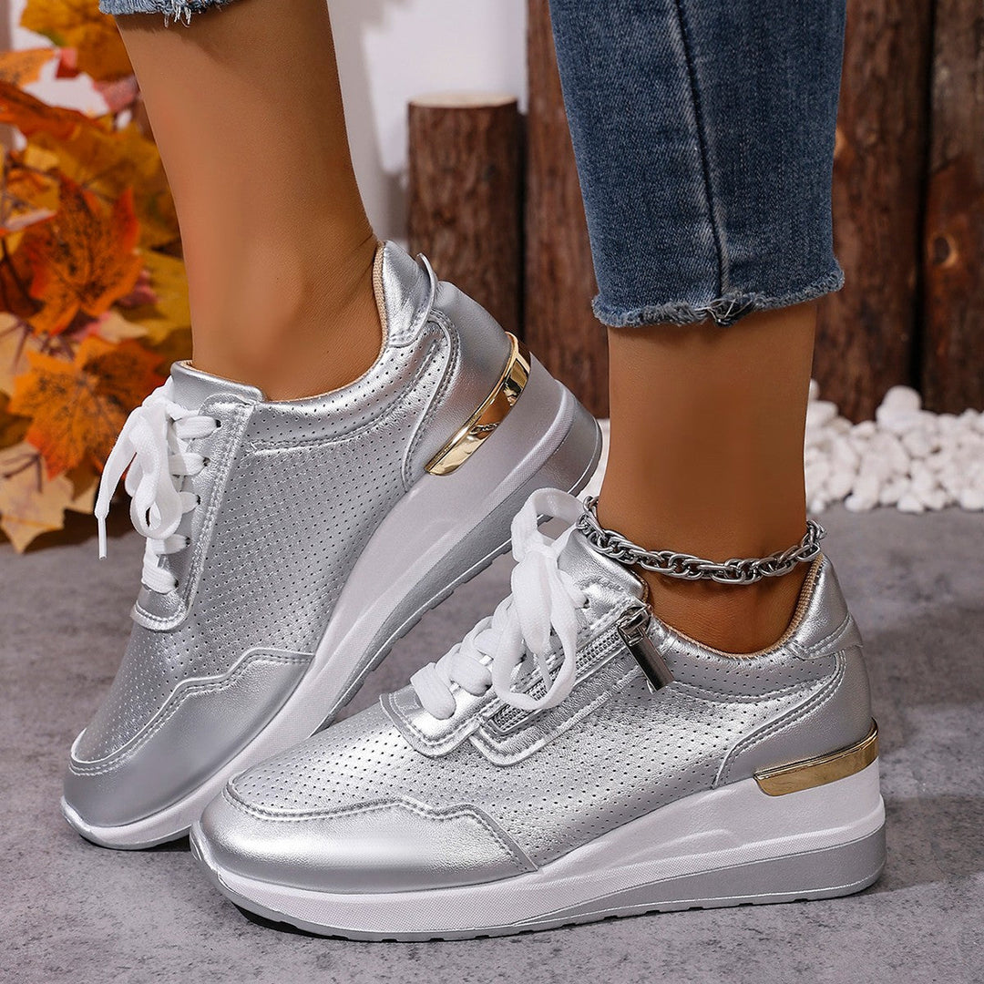 Damen Sneaker mit atmungsaktivem Obermaterial und seitlichem Reißverschluss