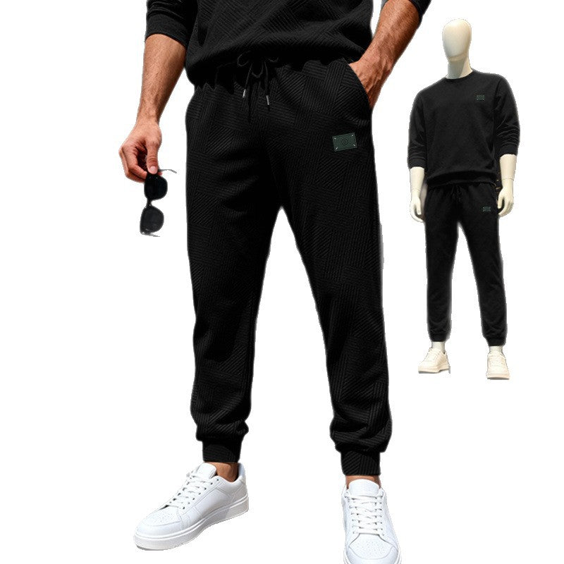 Herren Strukturierte Jogginghose mit geometrischer Waffelstruktur und elastischen Bündchen Shop Nory