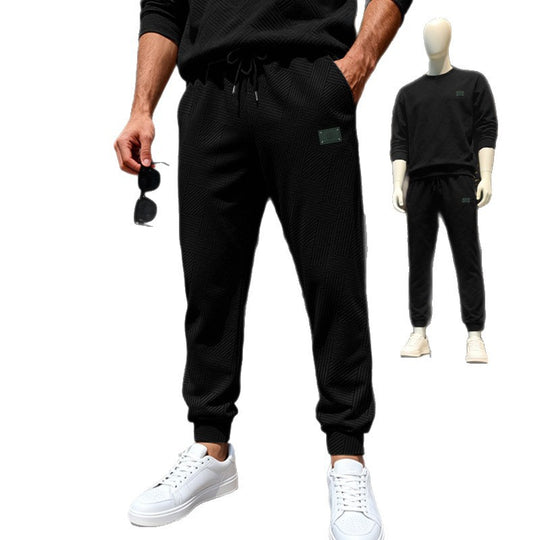 Herren Strukturierte Jogginghose mit geometrischer Waffelstruktur und elastischen Bündchen Shop Nory