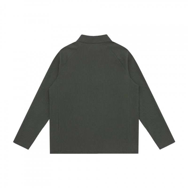 Unisex Grobstruktur-Halbzip-Pullover mit Stehkragen und Boxy-Schnitt Shop Nory