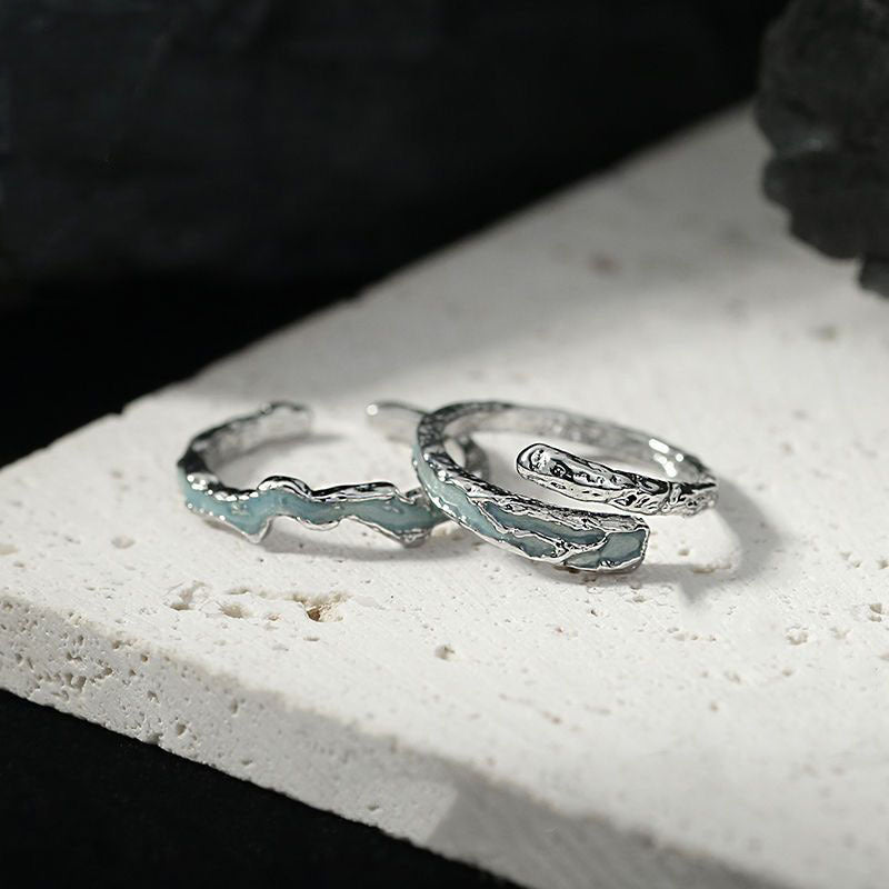 Damen Offener Ring mit wellenförmigem Design und Aquamarin Shop Nory