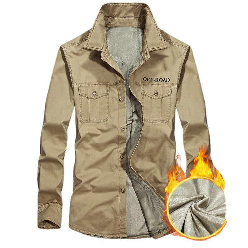 Herren gefüttertes Utility-Hemd mit Brustpattentaschen und Off-Road-Print Shop Nory