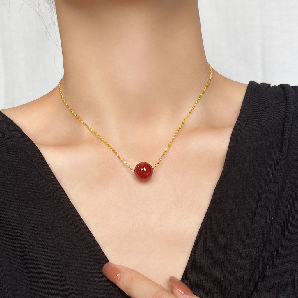 Damen elegante Halskette mit rotem Achat Shop Nory