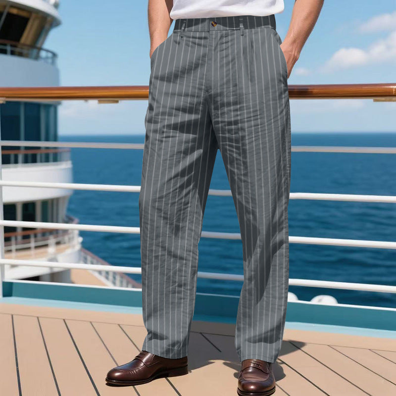 Herren elegante Anzughose mit schmalen Nadelstreifen