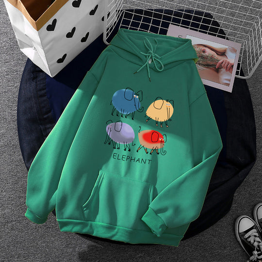 Damen nan Kapuzenpullover mit minimalistischer Grafik, lockerer Oversize-Passform und Kängurutasche Shop Nory