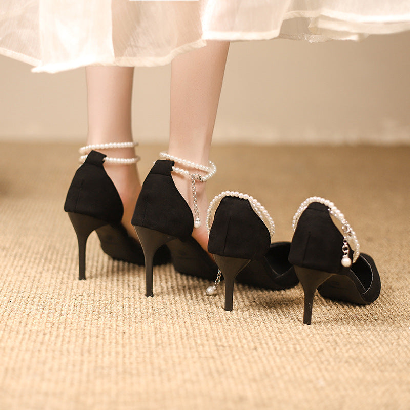 Damen Cut-Out Pumps mit Perlenknöchelriemen und schlankem Stiletto Shop Nory