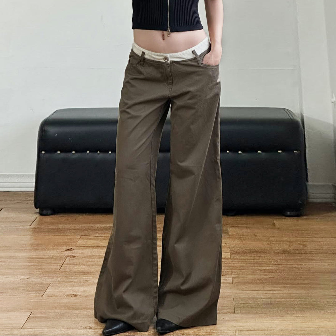 Damen nan Highwaist-Culottehose mit weitem Bein und kontrastierendem Bunddetail Shop Nory