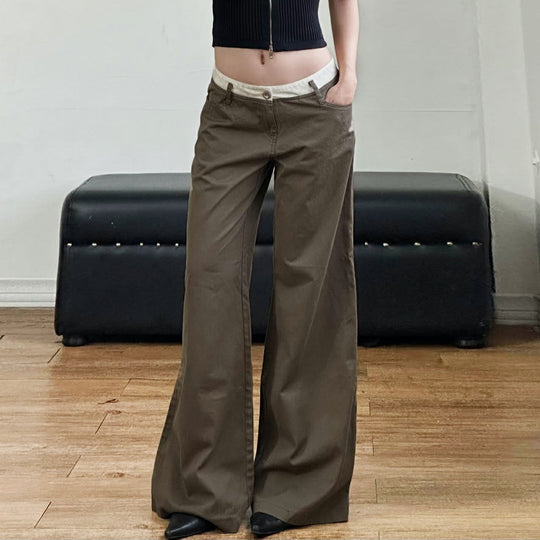 Damen nan Highwaist-Culottehose mit weitem Bein und kontrastierendem Bunddetail Shop Nory