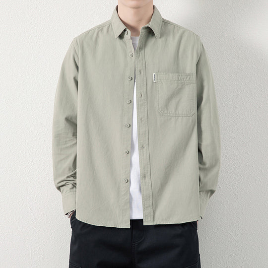 Herren Lässiges Utility-Overshirt aus Canvas mit Brusttasche und verstärkten Nähten Shop Nory