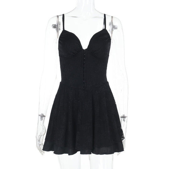 Damen figurbetontes Minikleid mit Spitzenoberteil und schwingendem Rock Shopnory
