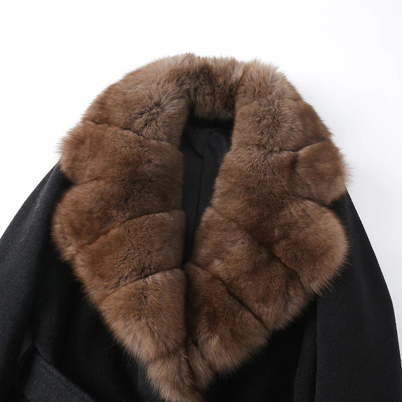 Damen Kurzmantel mit abnehmbarem Kunstpelz‑Schalkragen und Taillengürtel Shop Nory