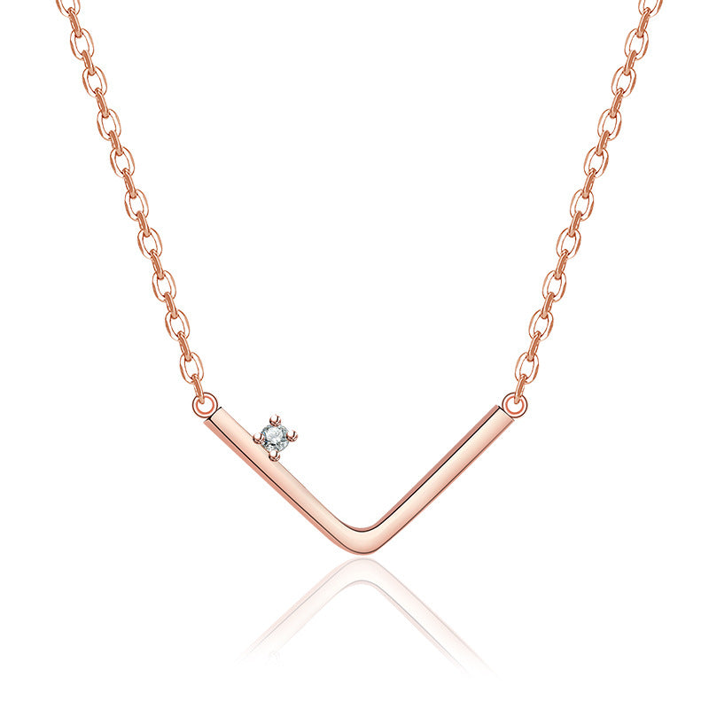Damen Halskette mit modernem V-Design und funkelndem Zirkonia-Akzent Shop Nory