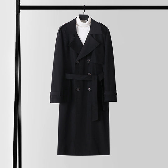 Damen Eleganter Maxi-Trenchcoat aus Wollmischung mit weitem Schalkragen und Bindegürtel Shop Nory