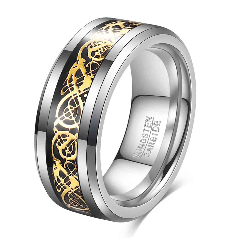 Herren Ring aus Tungsten Carbide mit detailreichem rotem Muster Shop Nory